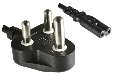 South Africa plug, 2 pole, 1,8 m, with IEC 60320 C7 connector 