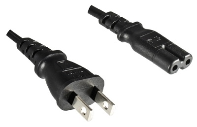 Japan plug, 2 pole, with IEC 60320 C7 connector, 1,8 m, black