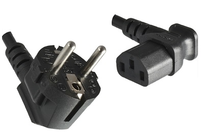 Angled Schuko plug, 5,0 m, with Angled IEC 60320 C13 connector