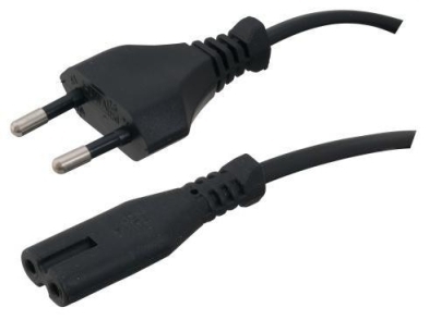 Eurostecker und Kleingerätedose C7, 3,0 m, schwarz