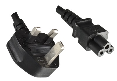 UK plug 3A, 3 pole, 1,8 m, with IEC 60320 C5 connector