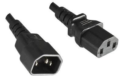 IEC 60320 C14 plug to IEC 60320 C13 connector 0,5 m, black