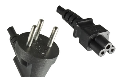 Israel plug and IEC 60320 C5 connector, 1,8 m, black