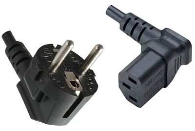 Angled Schuko plug, 3,0 m, with Angled IEC 60320 C13 connector