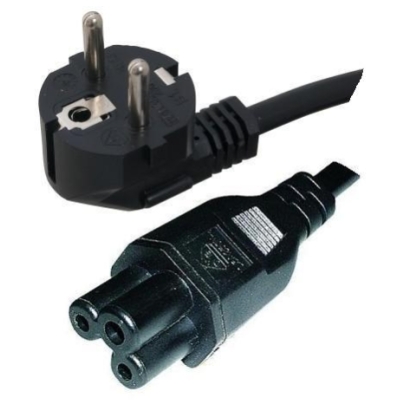 Angled Schuko plug, 2,0 m, IEC 60320 C5 connector, black