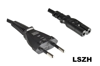 Eurostecker und Kleingerätedose C7, 1,8 m, schwarz, halogenfrei , LSZH