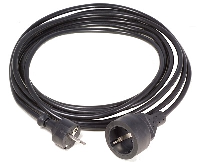 Schuko extension cord, black, 5m