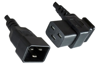 IEC 60320 C20 plug to Angled IEC 60320 C19 connector 1,8 m, black