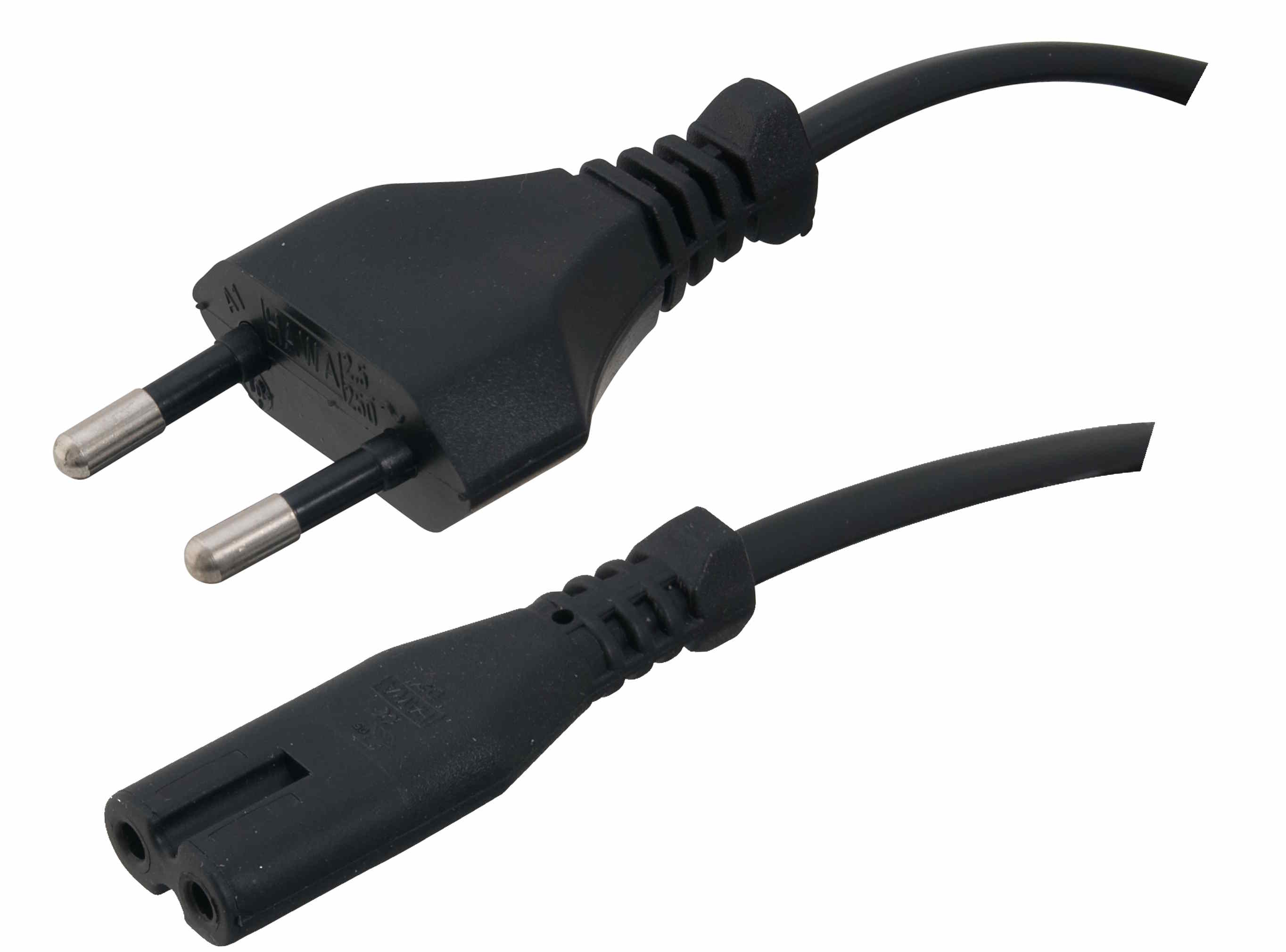 Eurostecker und Kleingerätedose C7, 1,8 m, schwarz