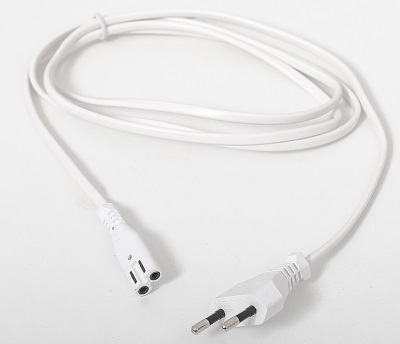 Eurostecker, weiß, 1,8 m, mit Kleingerätedose C7