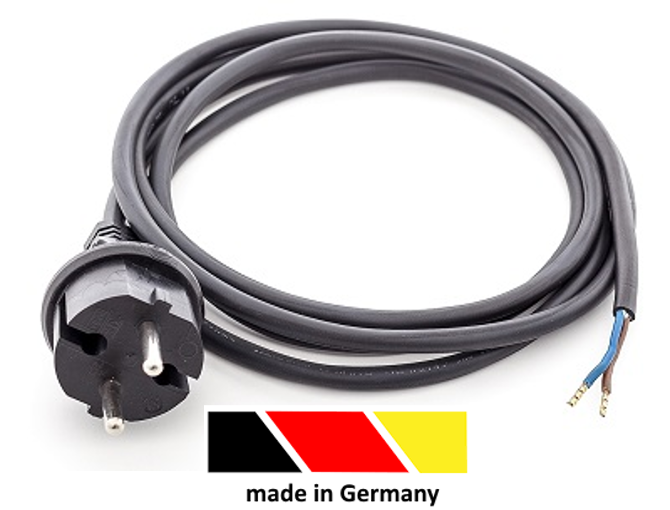 Konturenstecker IP44, 5,0 m, 35 mm abgemantelt mit Aderendhülsen schwarz