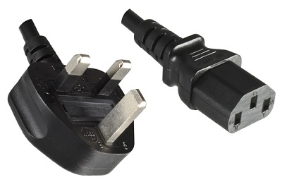 UK plug 13A, 3 pole, 2,0 m, with IEC 60320 C13 connector