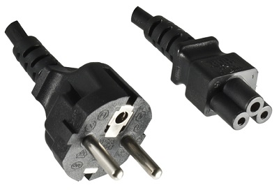 Straight Schuko plug, and IEC 60320 C5 connector, 1,8 m, black