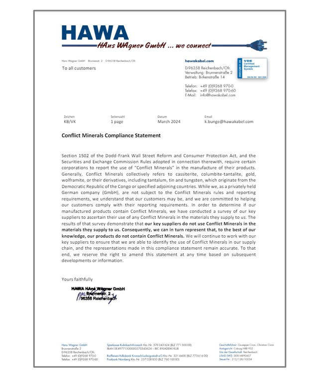 Conflict Minerals Compliance Statement