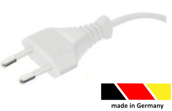 European Flat plug, white, 2,0 m, 30 mm stripped with splices