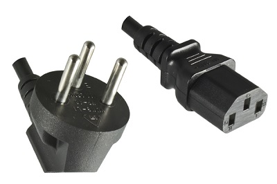 Israel plug and IEC 60320 C13 connector, 1,8 m, black