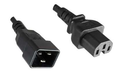 IEC 60320 C14 plug to IEC 60320 C15 connector 2,0 m, black