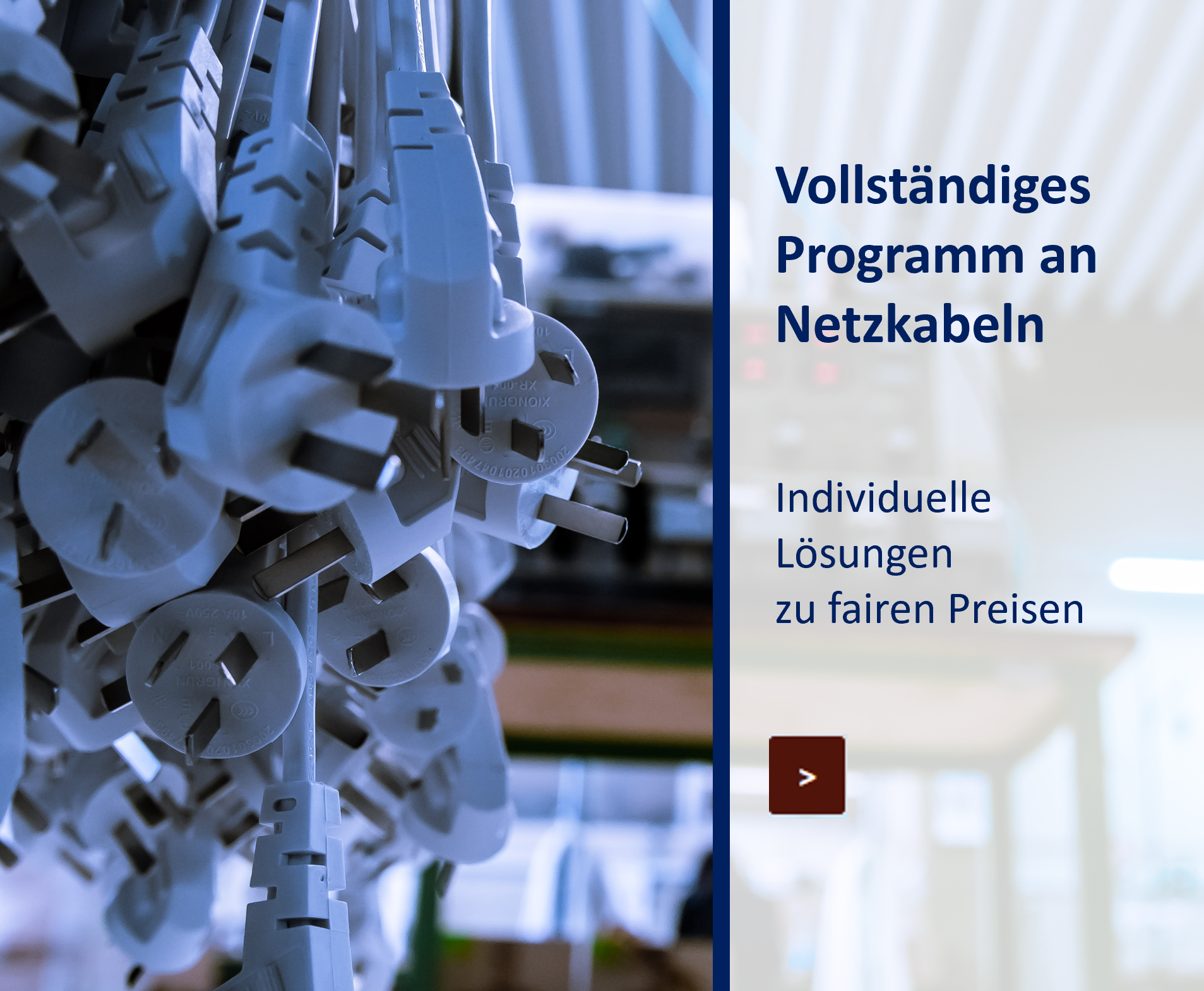 Vollständiges Sortiment an Netzkabeln