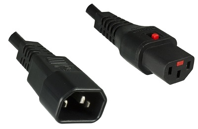 IEC 60320 C14 plug to IEC 60320 C13 connector with Locking (IEC Lock) 2,0 m