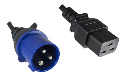 CEE-plug blue (IEC60309) 16A to C19, 3 m