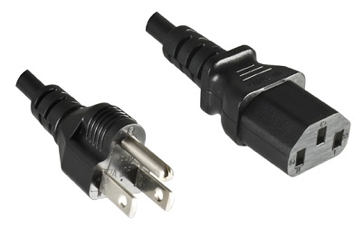 Japan plug 3 pole, 5,0 m, with IEC 60320 C13 connector, black