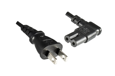 Japan-Stecker, 2-polig, mit Winkel-Kleingerätedose C7, 1,8 m, schwarz