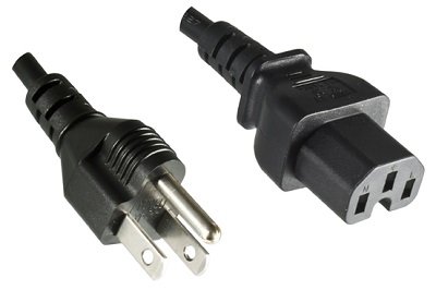 UL plug, 1,8 m, with IEC 60320 C15 connector, black