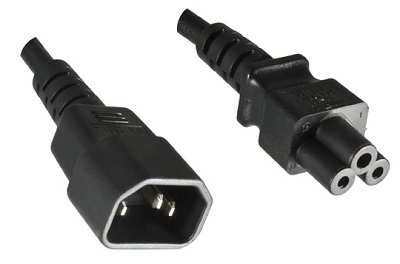 IEC 60320 C14 plug to IEC 60320 C5 connector 1,8 m, black