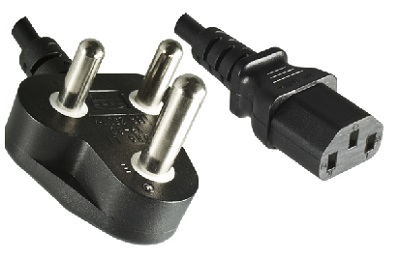 South Africa plug, 3 pole, 1,8 m, with IEC 60320 C13 connector