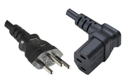 Swiss plug, 1,8 m, with Angled IEC 60320 C13 connector, black