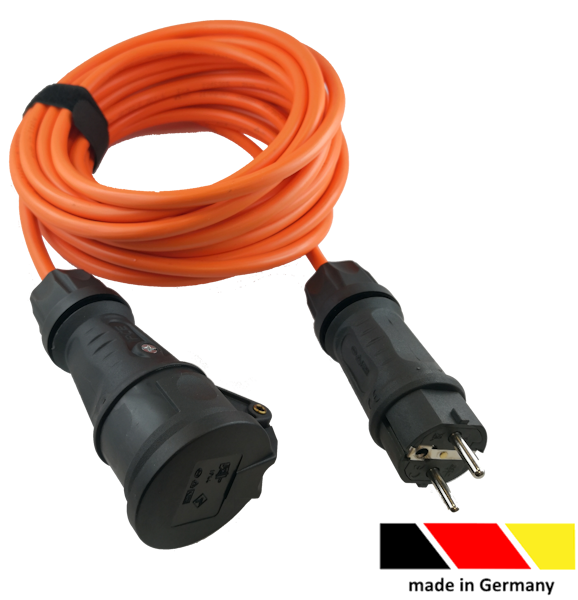 HAWA Schuko extension cord Pro+ edition, polyurethane cable, orange, 20 m