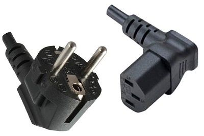 Angled Schuko plug, 3,0 m, with Angled IEC 60320 C13 connector