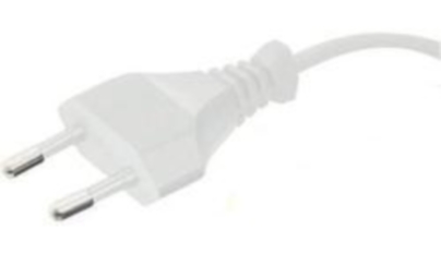 Eurostecker, weiß, 2,0 m, 30 mm abgemantelt mit Aderendhülsen