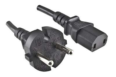 Konturenstecker und Kaltgerätedose C17 2,0 m schwarz