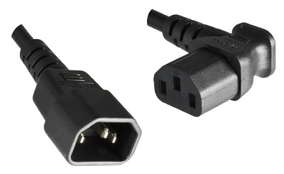 IEC 60320 C14 plug to Angled IEC 60320 C13 connector 1,8 m, black
